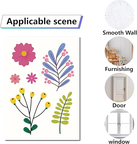 Miniatura 4 de CRASPIRE Adhesivos de pared de flores de primavera, pegatinas de ventana florales coloridas, murales de jardín desmontables, pegatinas de pared de