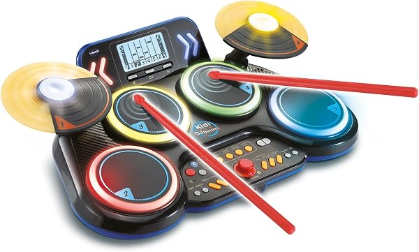 VTech Kidi DJ Drums Batterie électronique pour Enfants 10 en 1 avec Pads éclairés, cymbales, Baguettes, Bluetooth, Apprentissage et Jeux, Cadeau pour Enfants à partir de 6 Ans, Version espagnole