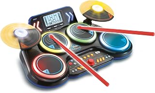 VTech Kidi DJ Drums Elektronisches Schlagzeug für Kinder, 10-in-1, mit beleuchteten Pads, Becken, Sticks, Bluetooth, Lernen und Spielen, Geschenk für Kinder ab 6 Jahren, spanische Version
