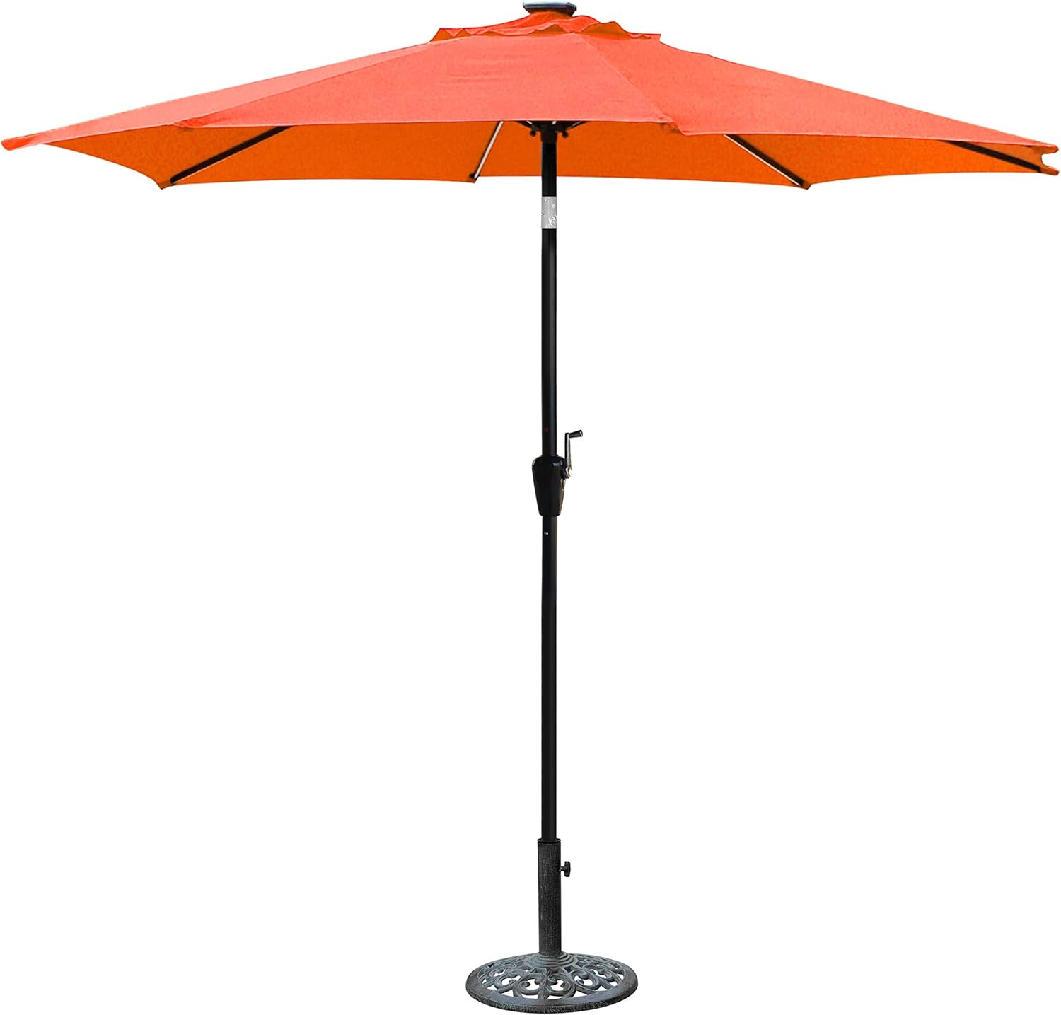 Jeco Aluminum Umbrella with Crank, Solar Guide Tubes, Black Pole & Fabric, Tan, 9'