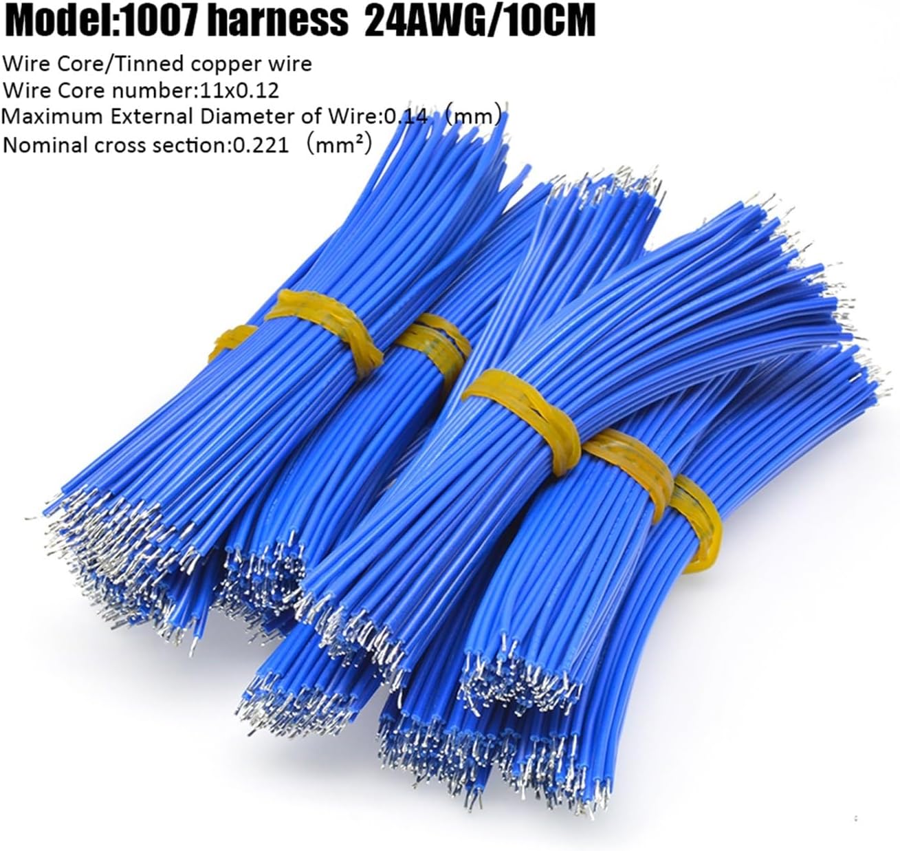 Multi-Conductor Cable Outdoor Landscape Wire, 100PCS Tin Plated Breadboard Cable Solder Tin Conductor Wires 24AWG 10CM Fly Jumper Electrical Wires 1007 24AWG(Yellow)