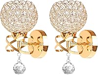 Vista 13 de TISLYCO Juego de dos apliques de pared de cristal, modernos apliques de pared con bola de cristal colgante, lámpara de montaje en pared, lámpara