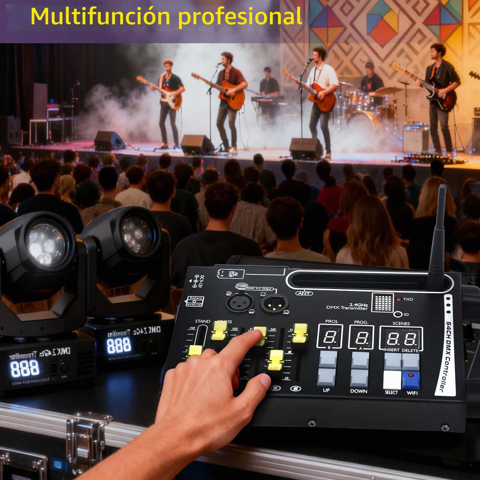 DMX512 - Controlador DMX de 54 canales para iluminación DJ compatible con receptores inalámbricos DMX de 2,4 GHz