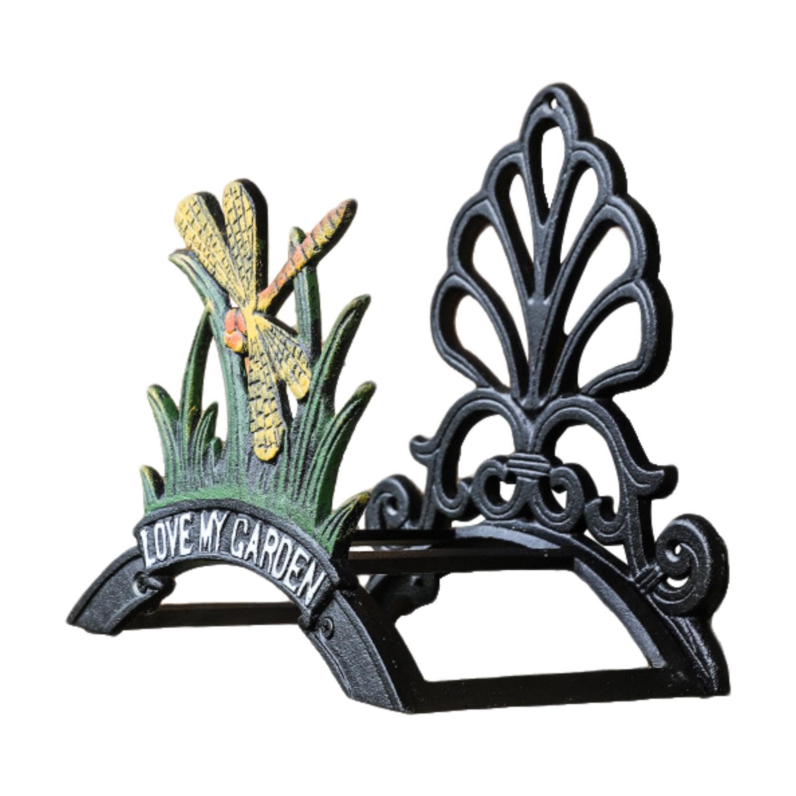 Support Mural Porte-Tuyau de Jardin Organisateur de Tuyau Fer Forgé Accrochage Décoratif à Percer pour Mur Adapté pour Terrasse Maison Balcon Cour Int, 24.5 cm x 18.5 cm x