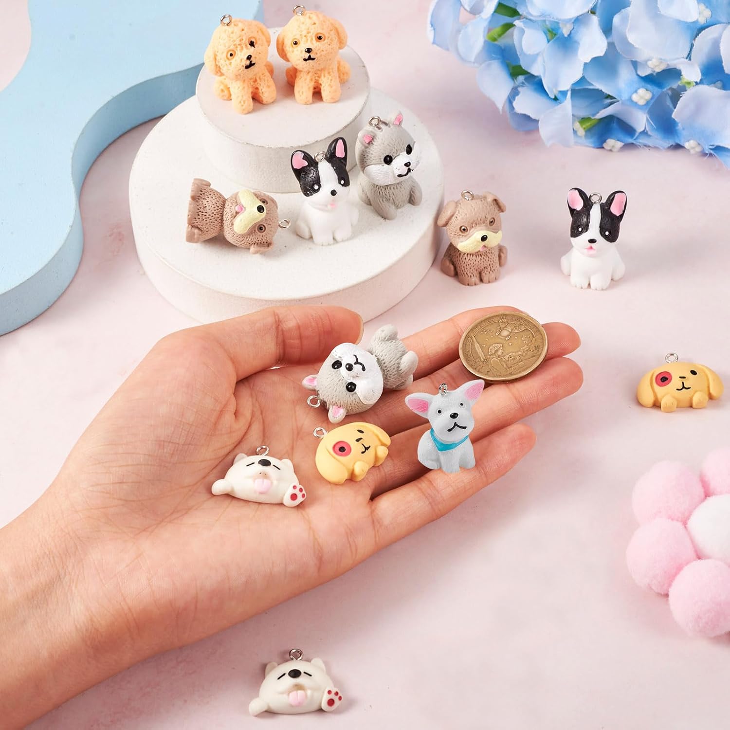 Beadthoven 16Pcs Resin Dog Charms 8 Styles 3D Opaque Dog Pendants Cute Cartoon Puppy Dangle Charms Lovely Animal Pendants for DIY Earrings Necklace Bracelets Keychains Jewelry Making Supplies - Image 4