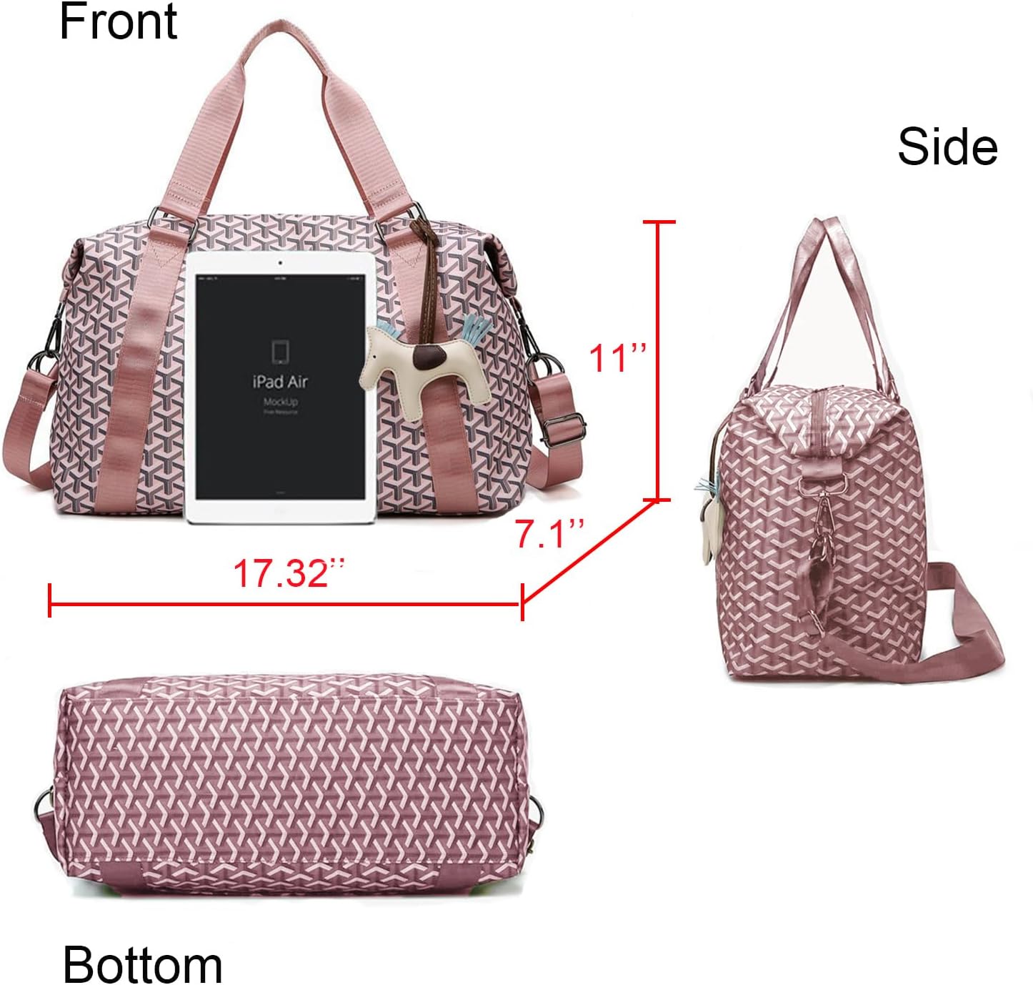 Weekender Duffel Sport Gym Bag Overnight Travel duffle Bags with Wet Pocket S4-Check Pink