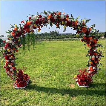 YAEGER Outdoor Garden Arches and Arbors Round Wedding Arches for Ceremony Roses Climbing Plants Pergola Garden Arch Trellis Backdrop StandWhite,2.8x3.20m/9.2x10.5ft