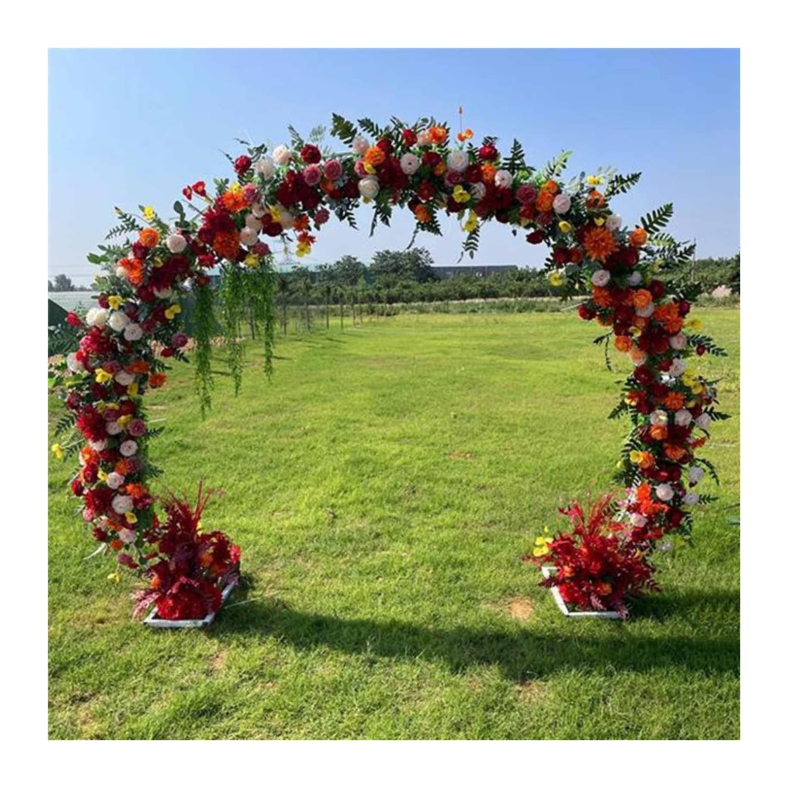 Biały zewnętrzny łuk ogrodowy na wesela, rośliny pnące i róże, 2,4 x 2,8 m, pergola, krata, altanka, idealna ceremonia, stojak na tło
