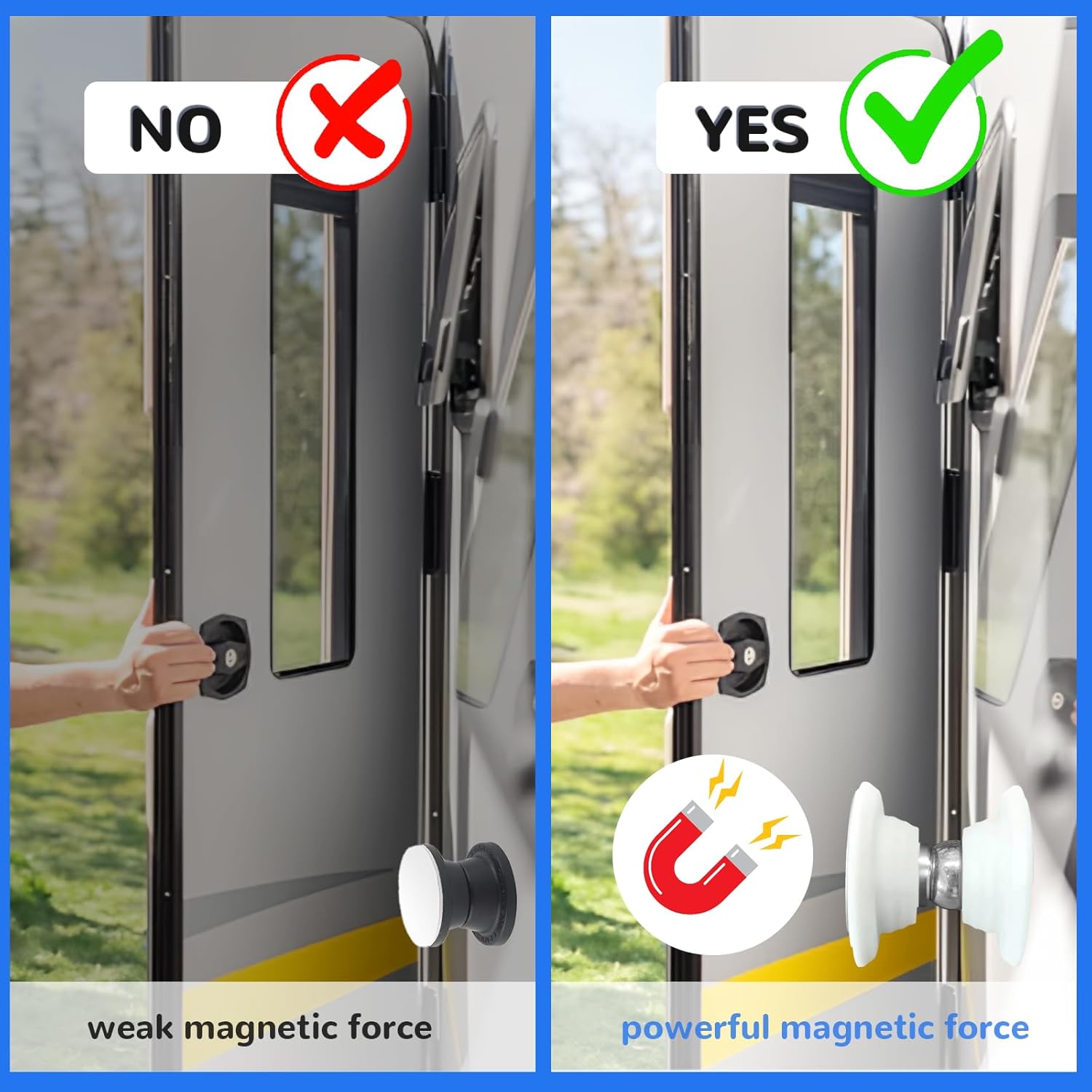 2 Pcs RV Magnetic Door Catch RV Door Holder Baggage Door Catch to Keep Door Open RV Must Have Accessories for RV Camper Trailer Motor Home Boat Compartments Cargo (White)