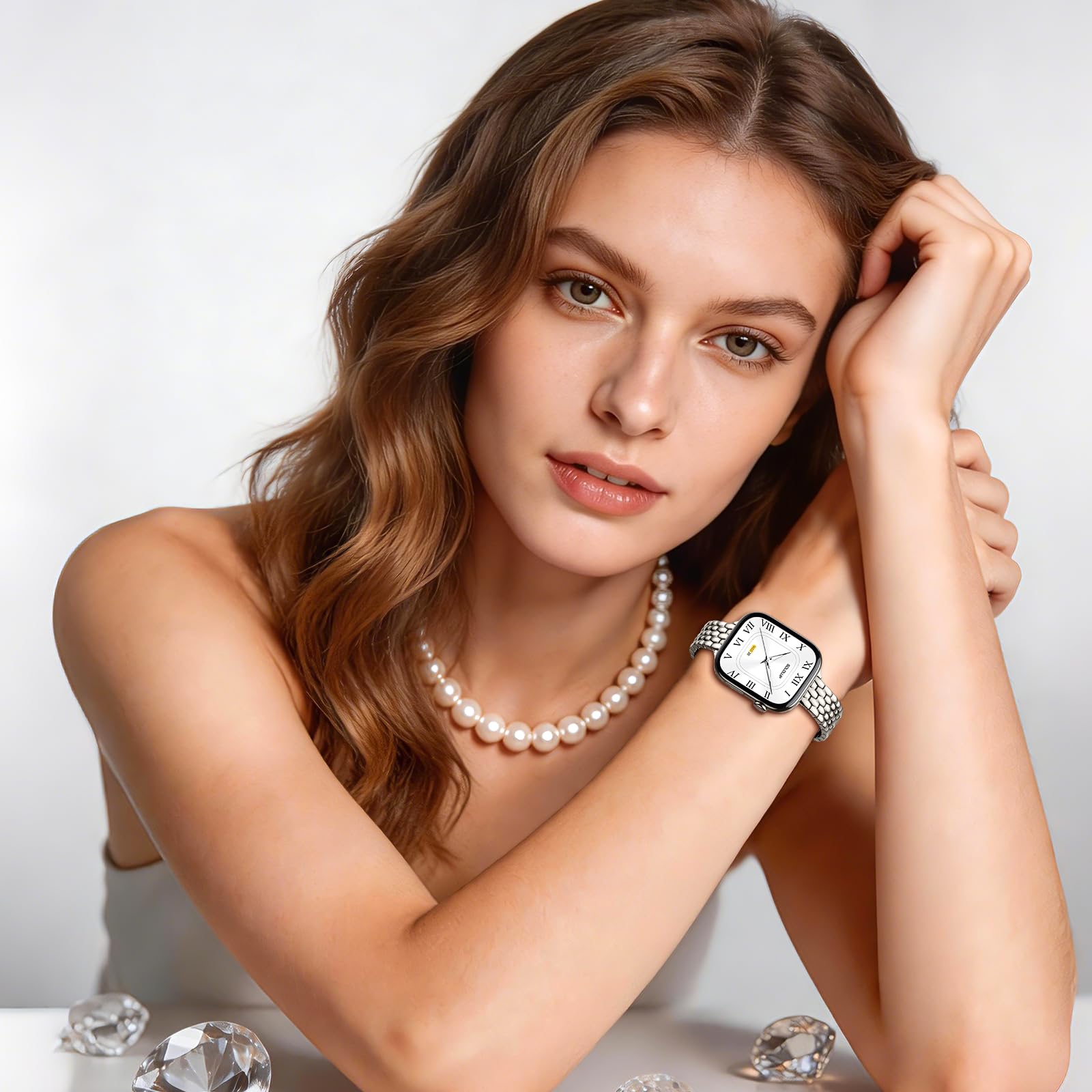 SOLOLUP Bracelet de montre en métal à cinq maillons pour Apple Watch Series 11 10 9 8 7 6 5 4 3 SE 3/2/1 pour homme et femme, modèle professionnel, bracelet en acier inoxydable pour iWatch 40 41 38 42
