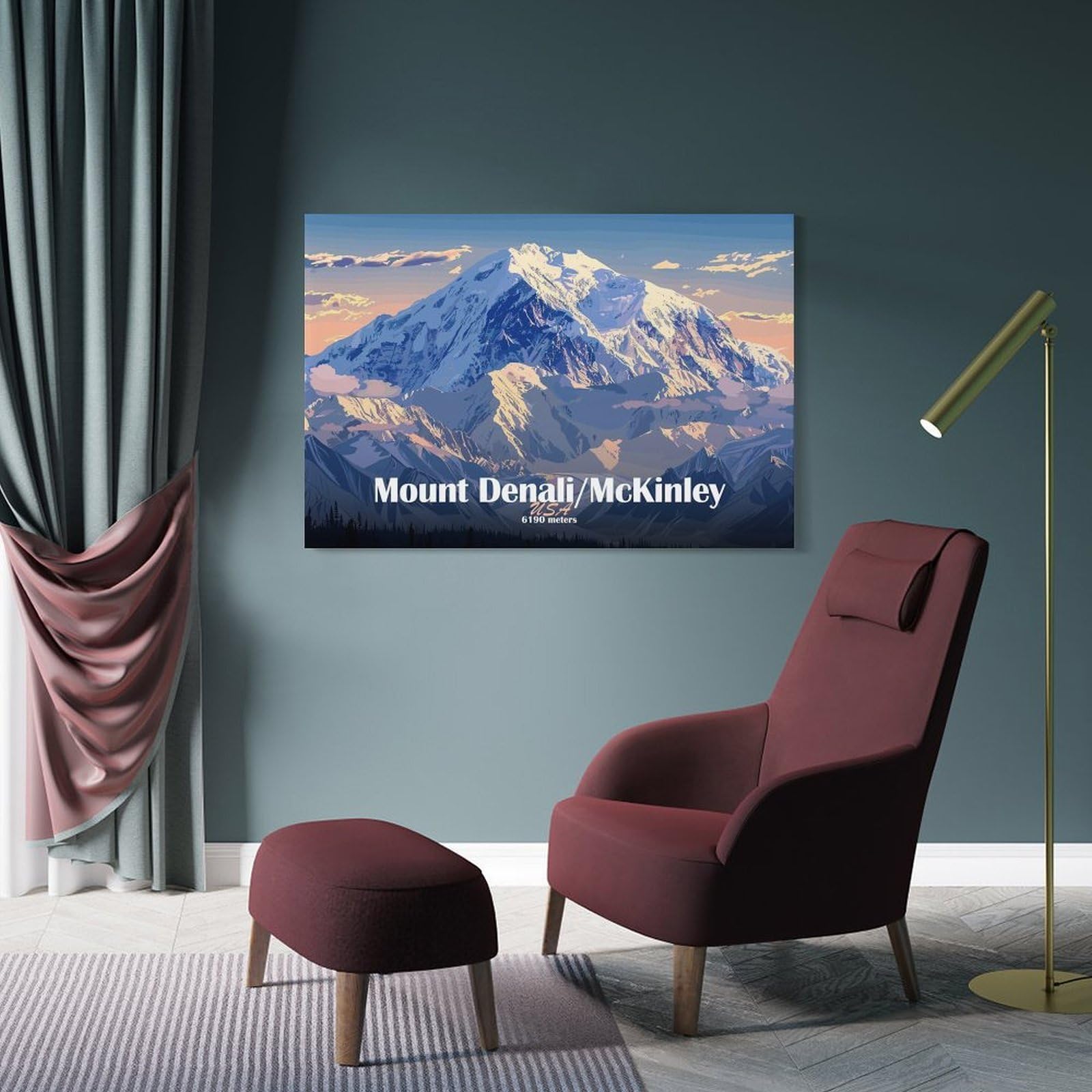 Junmoney Mount DenaliMcKinley Canvas Wall Art 12x18inch(30x45cm), for Study, Office Or Focused Interiors, Home Office Artwork with Decorative Appeal