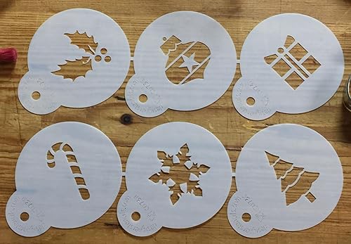Miniatura 3 de Designer Stencils Plantillas navideñas para cupcakes y galletas, beigesemitransparente, se adapta a círculo de 2 pulgadas
