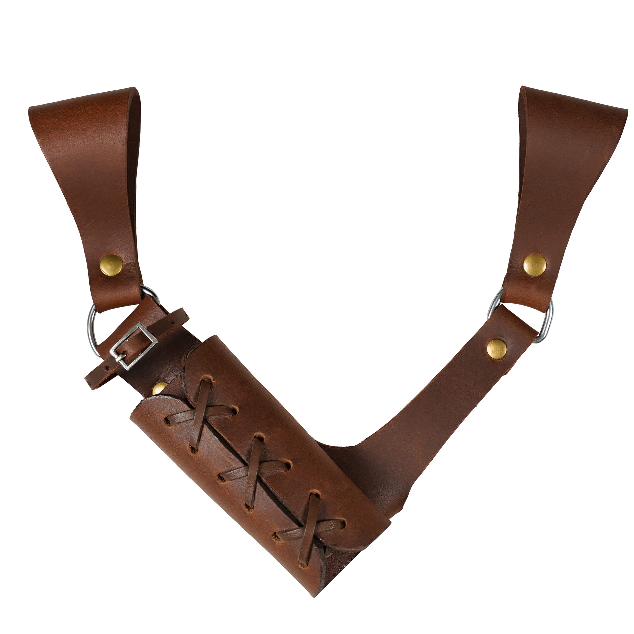 Mythrojan Medieval Sword Frog Right Handed with Leather Holder for Universal Rapier, Broadsword, Cutlass | Brown — image 1