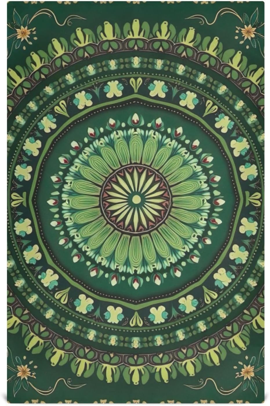 ODAWA Mandala Forest Green Dish Towels Kitchen Hanging Towels Decoration Hand Towels, 4 Pack