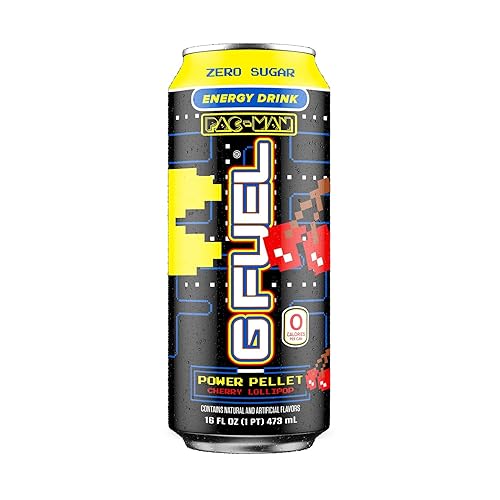 Miniatura 2 de G Fuel Pac-Man Power Pellet - Bebida energética piruleta de cereza, lata de 16 onzas, paquete de 12 unidades