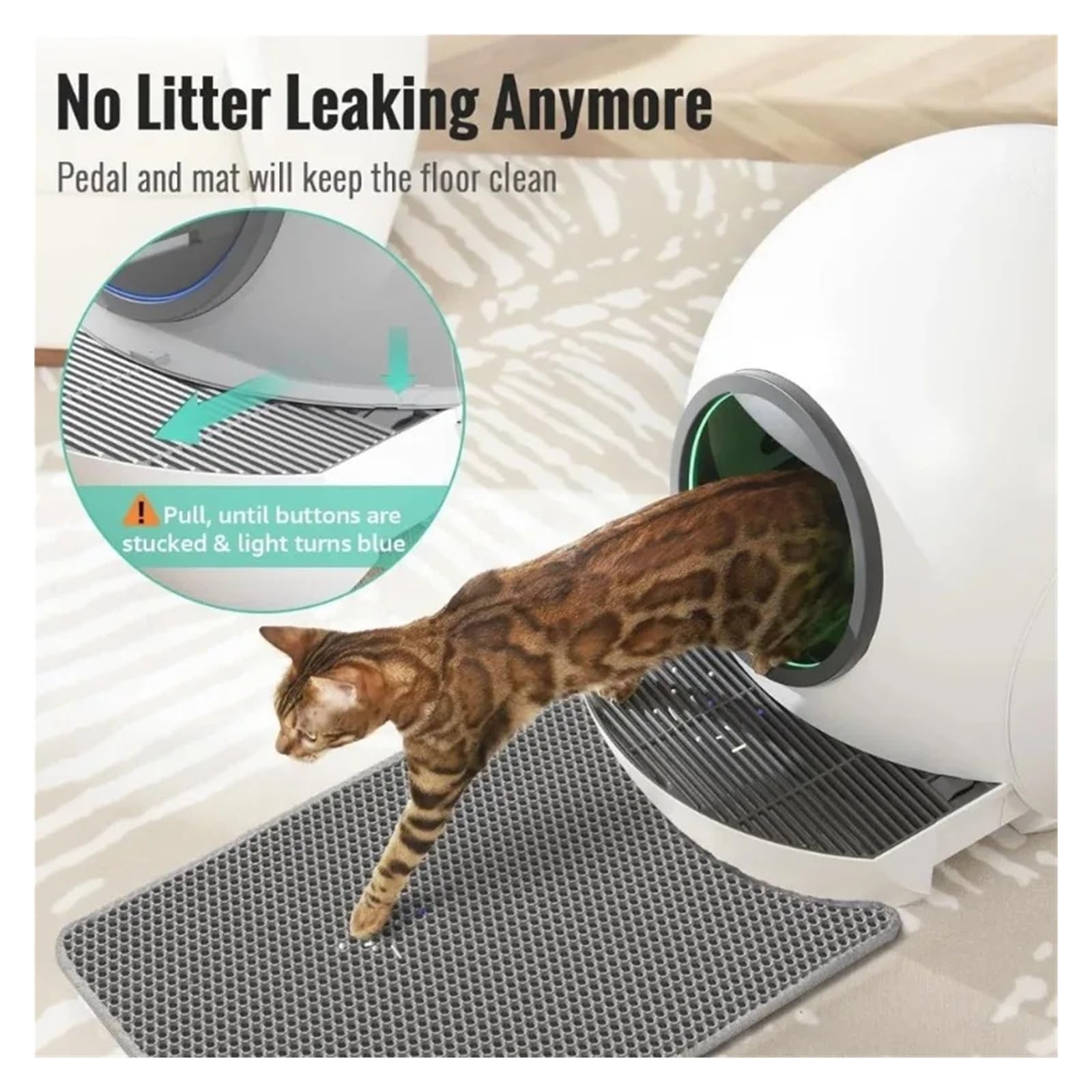 Lettiera Automatica for Gatti da 80 Litri con Promemoria App, for Autopulente Intelligente, Vassoio for Chiuso UV, Prodotti Multifunzionali for Animali Domestici Silenzioso E Pratico