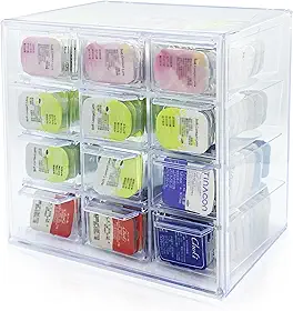 Estojo organizador diário para lentes de contato, lentes de contato coloridas, plástico transparente, 12 treliças, grande suspensão, estojo de armazenamento para lentes de contato diário