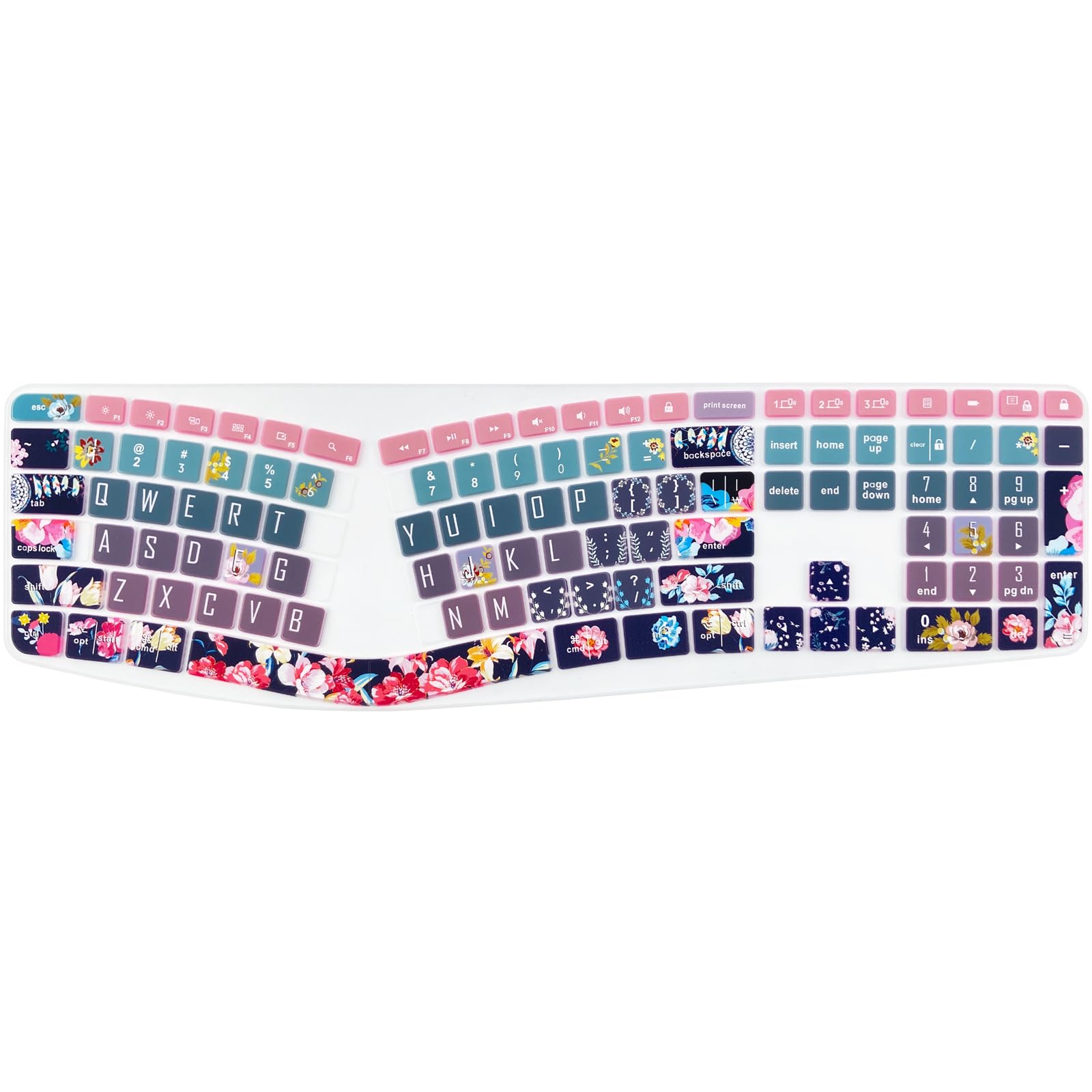 Sanfulin Silicone Keyboard Cover Skin for Logitech Ergo K860 Wireless Ergonomic Keyboard US Layout, Logitech K860 Accessories, Red Flower