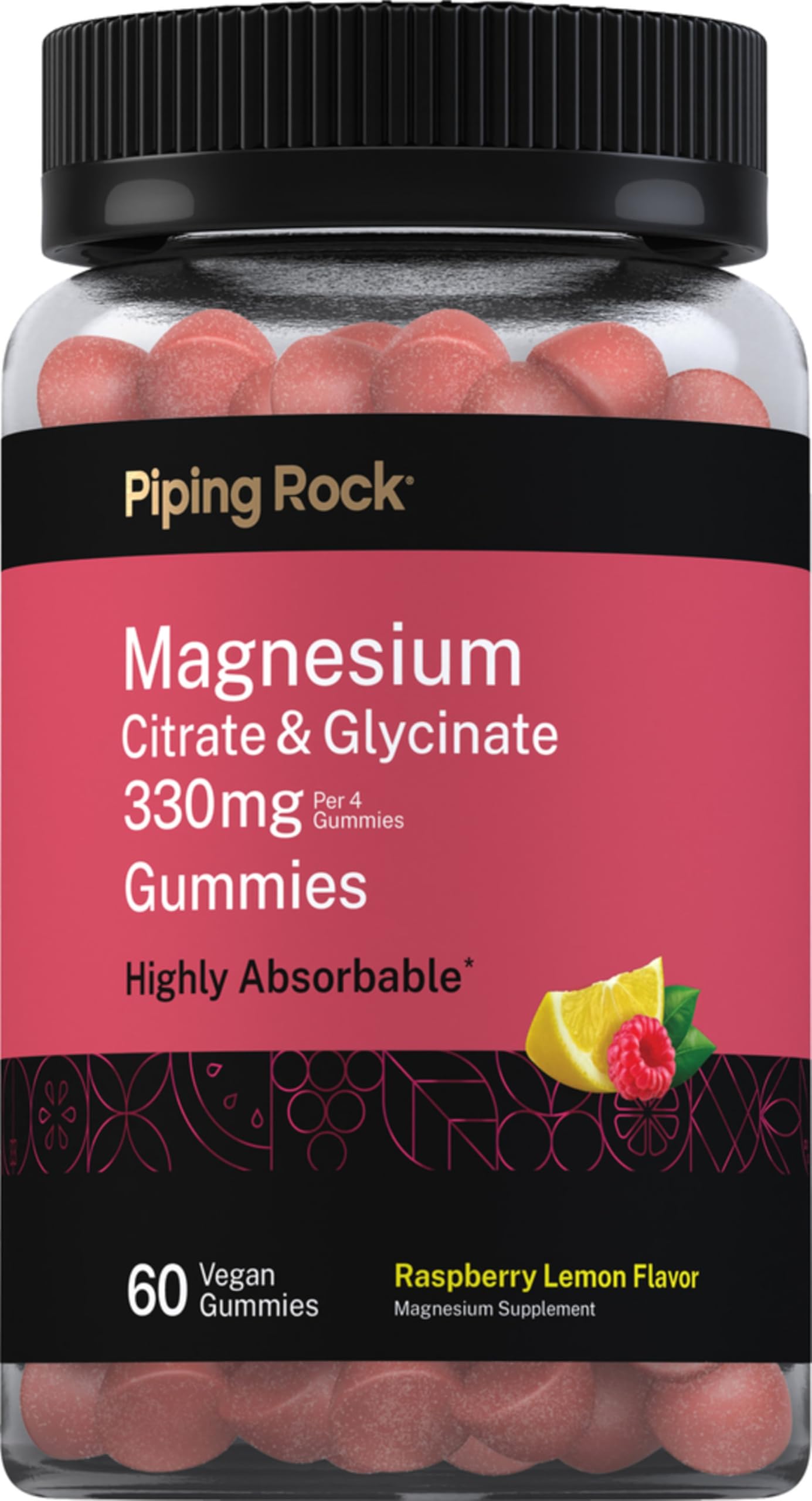 Piping Rock Magnesium Citrate & Glycinate | 60 Gummies