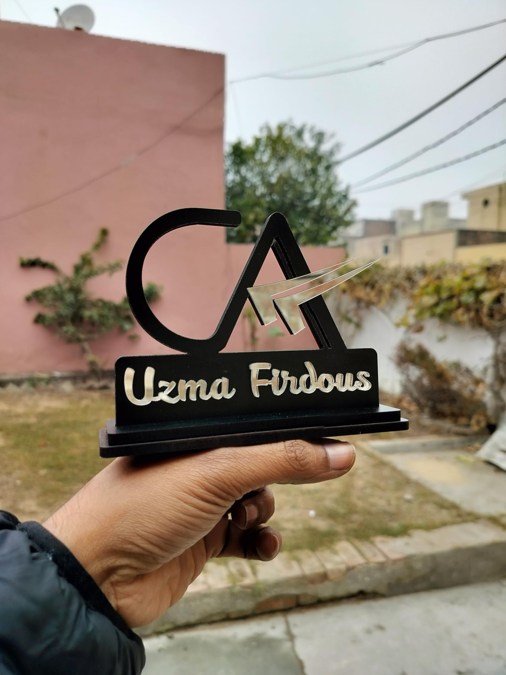 Chartered Accountant CA Office Desk Name Plate Crafted with Imported MDF nd Mirror Acrylic | with New CA Logo | Best Gift for CA — Amazon image 3