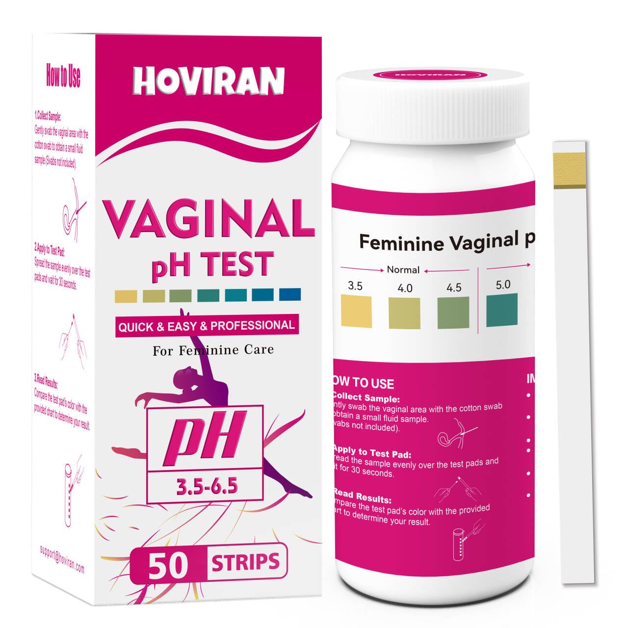 Vaginal pH Balance Test Strips, 50 Feminine pH Test Kit for Women Yeast Infection & BV Monitor, Reliable Acidity & Alkalinity Balance