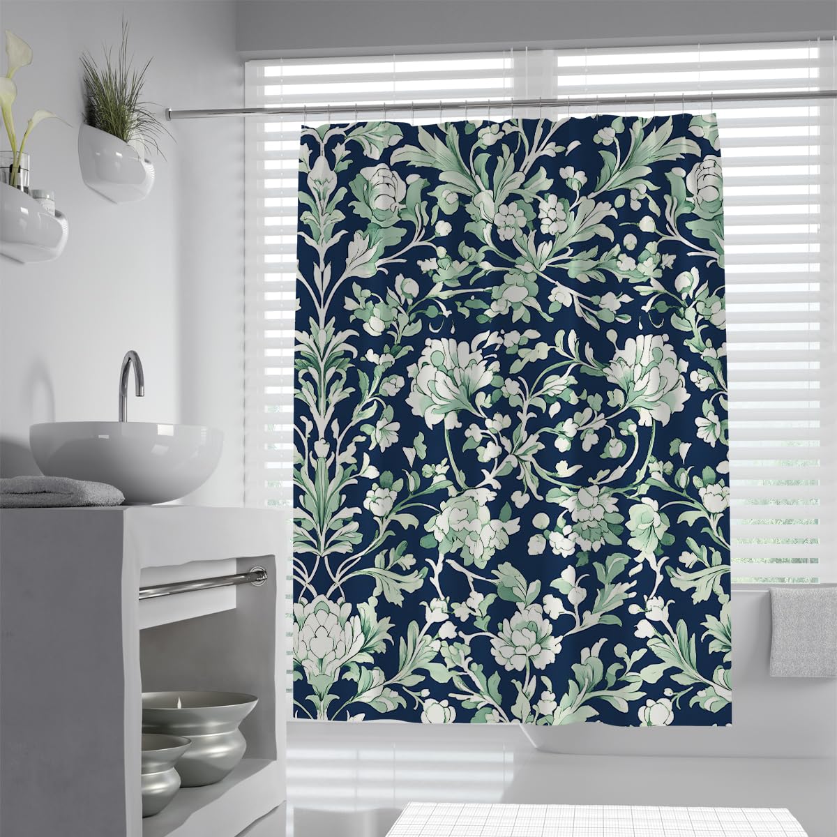 OLLIAR Home Watercolor Floral Shower Curtain 180x180 Wildflower Vintage Botanical Aesthetic Bathtub Curtain Bathroom Decor Waterproof Washable Fabric