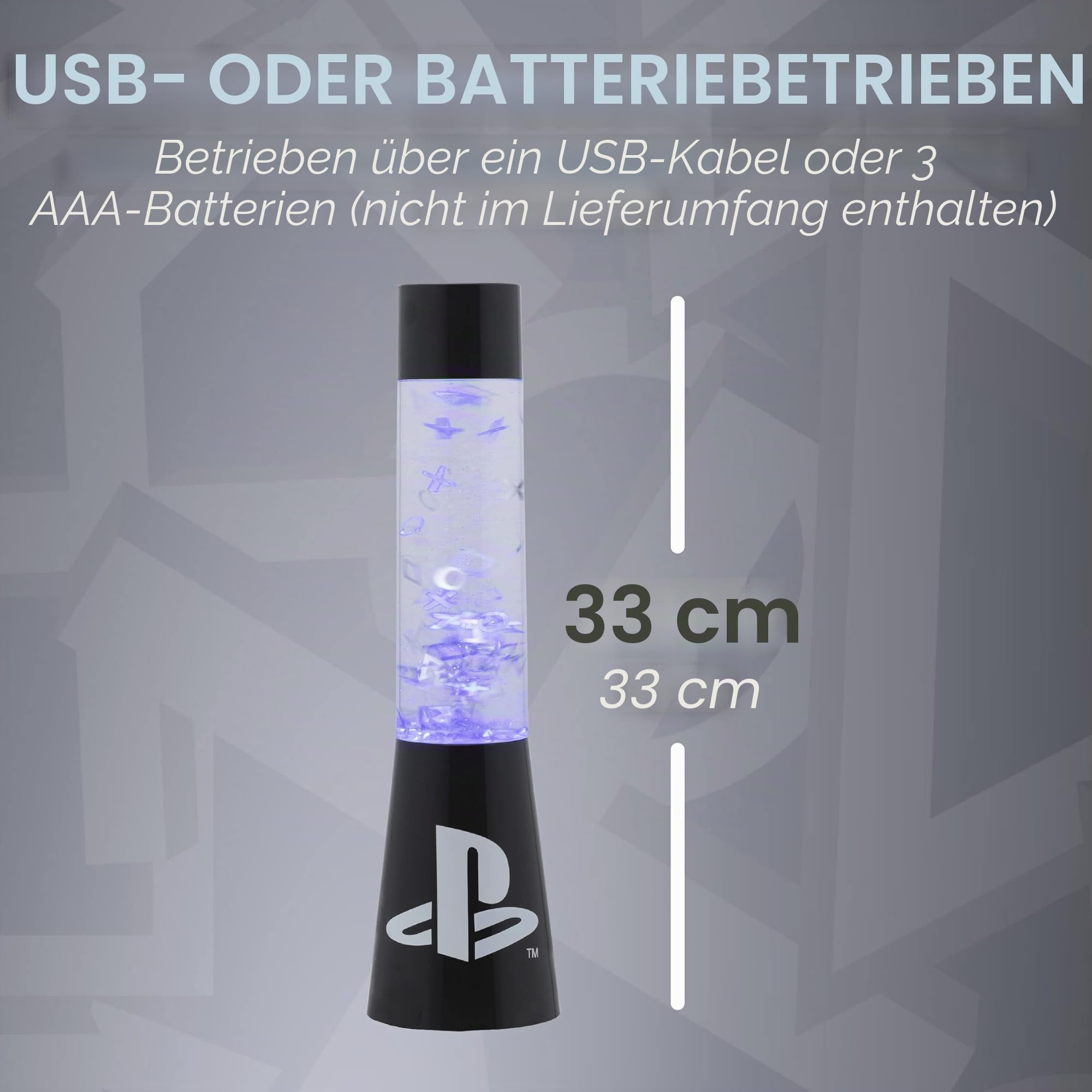 Paladone PP10211PS Playstation Glitter Flow Night, Bedroom Décor Mood Light, 33 cm Lampe, Plastic, Mehrfarbig