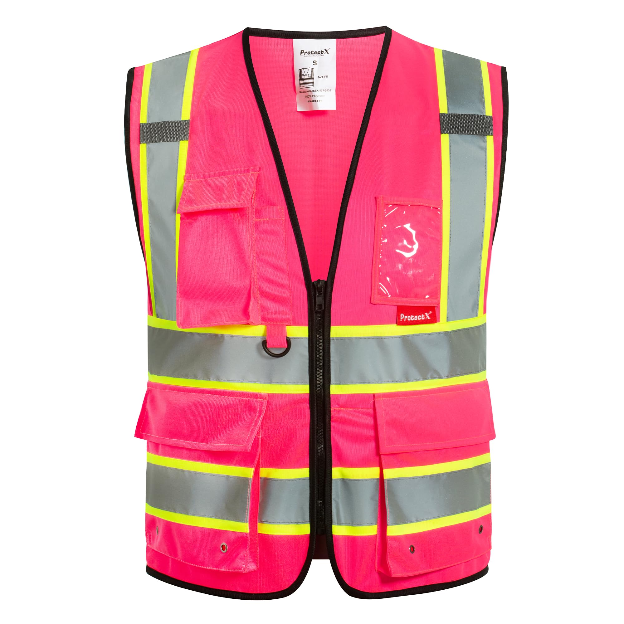 ProtectX 9 Pockets Safety Vest for Men Women High Visibility Reflective Vest for Construction Work Class 2
