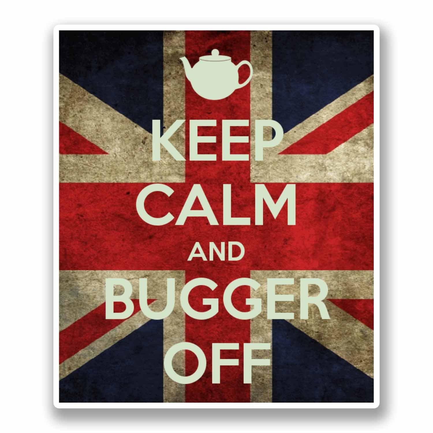 DestinationVinyl2 x 10cm Keep Calm & Bugger Off Sticker Laptop Dad Grumpy Union Jack #9799 (8.5cm Wide x 10cm Tall)