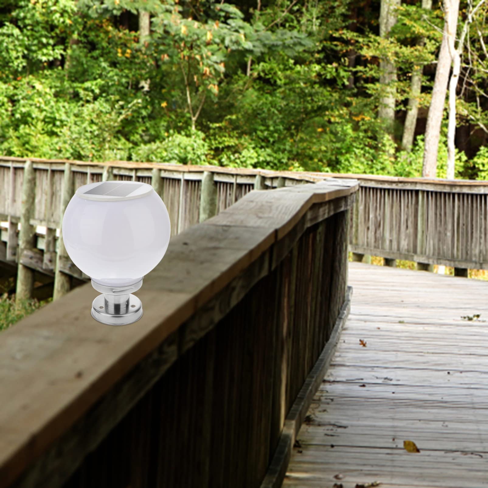 UKCOCO Lámpara Solar Exterior Para Poste De Valla 9.84 Pulgadas Luz Led Para Jardín Césped Balcón Patio Resistente a La Intemperie Acero Inoxidable Acrílico