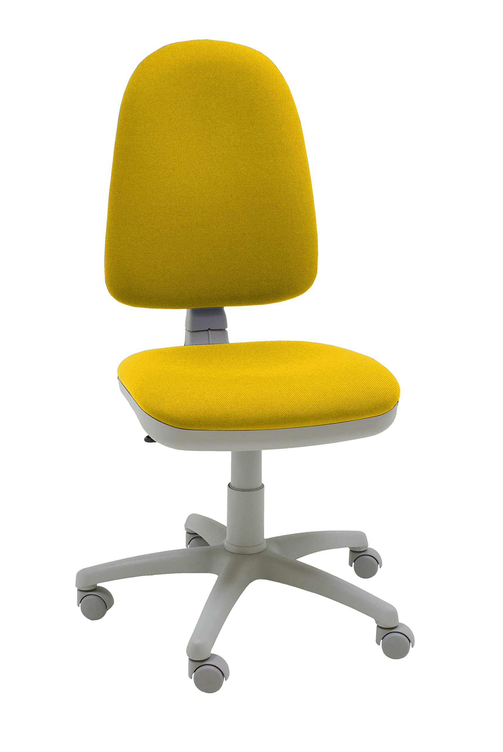 La Silla de Claudia - Silla ergonomica Escritorio Torino con Chasis Gris| Ideal como Silla Escritorio | Altura Ajustable y Giratorio para Escritorio u Oficina | Sin Reposabrazos | Amarillo