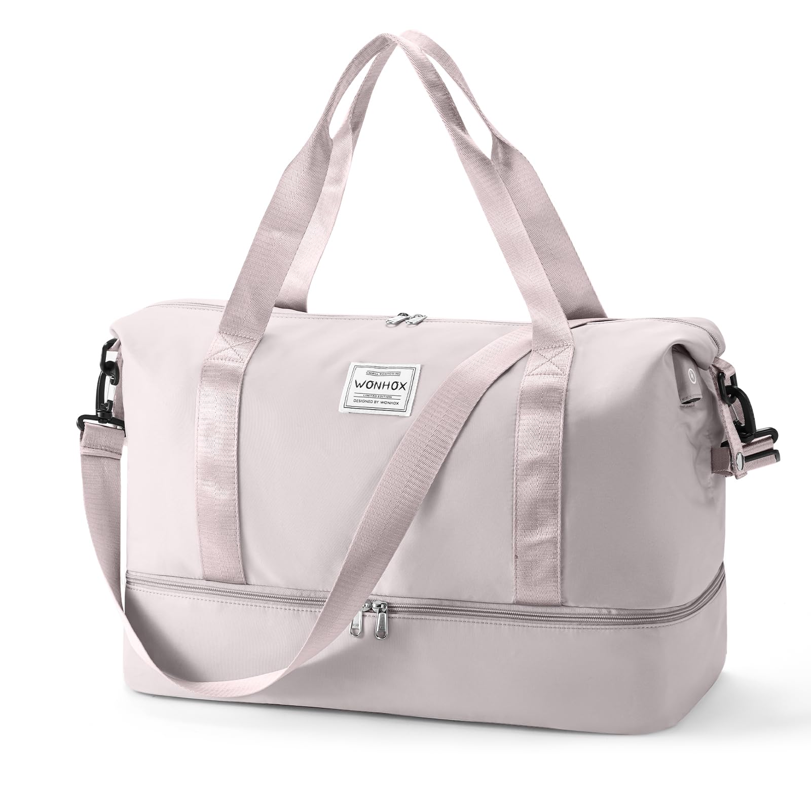 Borsone da Viaggio Donna, Bagaglio a Mano Borsa da Viaggio con Scomparto per le Scarpe, Borsa Sportiva Borsone da Palestra Grande, Borsa da Weekend, Borsa per Ospedale,I7-Rosa viola