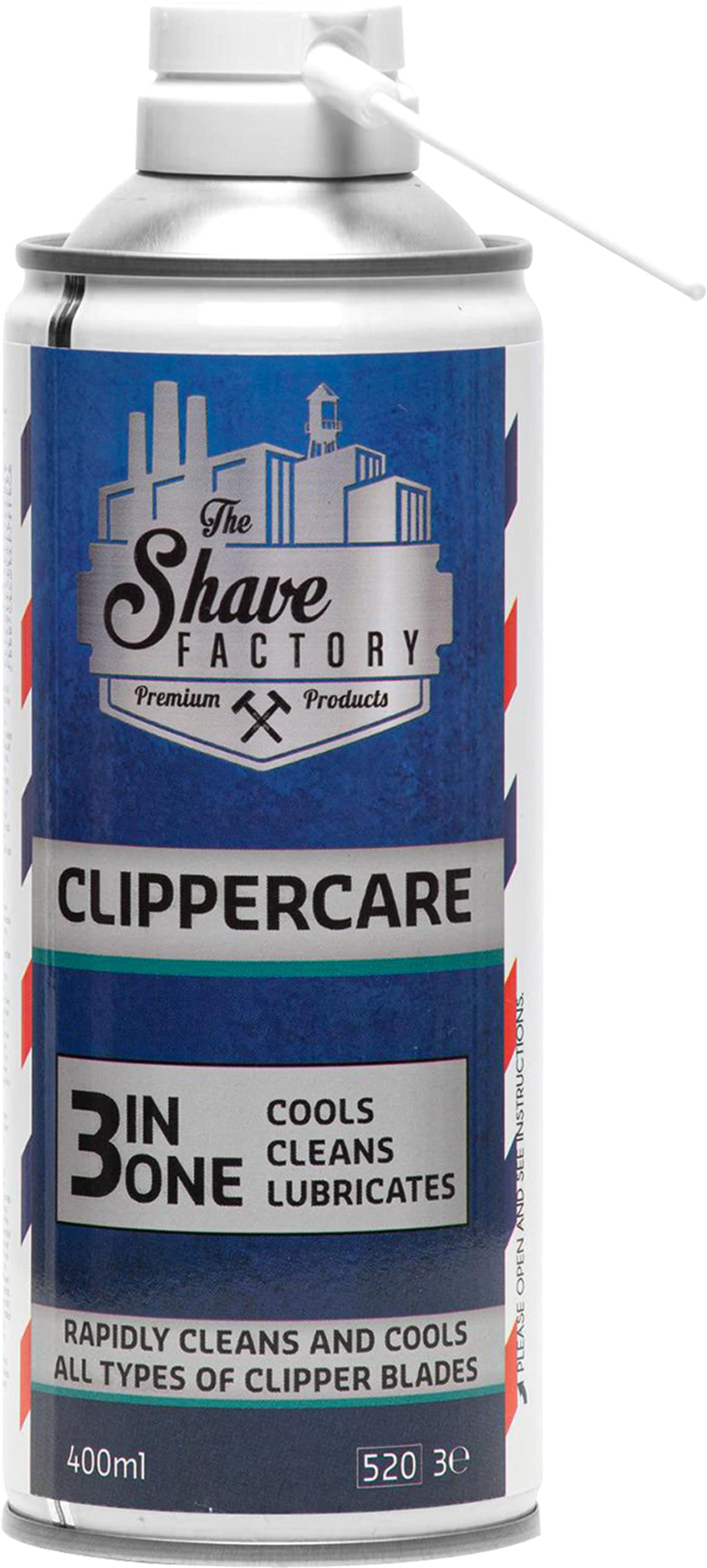 The Shave Factory Spray Do Clippercare 3 W 1 — Wydajna Konserwacja Maszynki, Płyn Chłodzący, Smar I śRodek Czyszczący W Jednym Dla Profesjonalnych Rezultatów Przy Każdym Użyciu 400ML