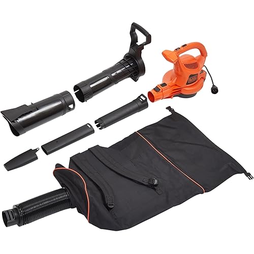 BLACK+DECKER Leaf Blower, Leaf Vacuum and Mulcher 3 in 1, Backpack Blowers for Lawn Care,250 mph Airflow, 400 cfm Delivery Power, Reusable Bag Included, Corded (BEBL7000)