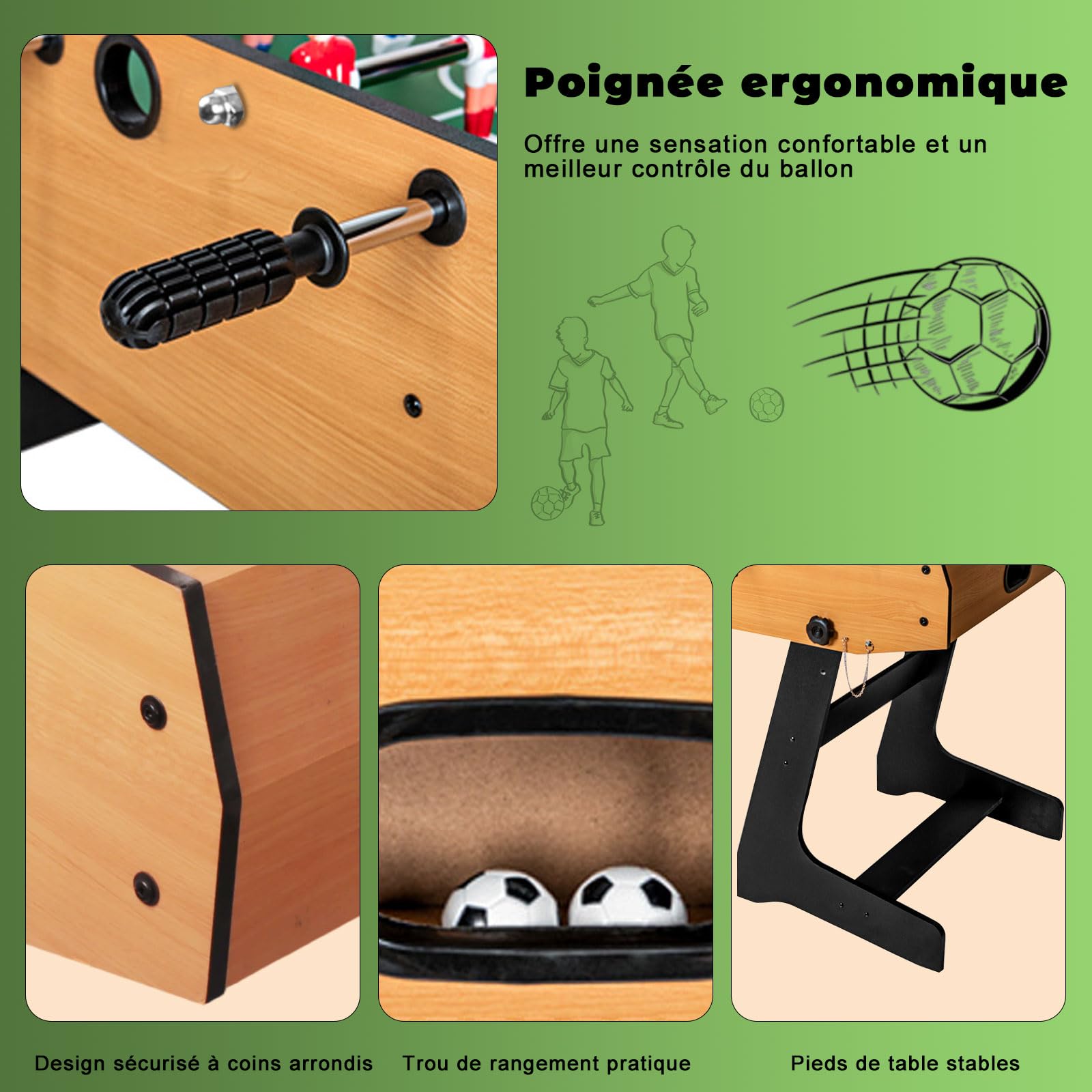 Table de babyfoot Pliable, Accessoires complets – pour Adultes, Enfants et Toute la Famille.