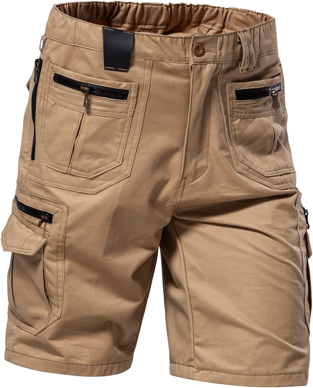 Mylldey Mens Cargo Shorts 12 Pockets Hiking Shorts Regular Fit Men’s Elastic Waist Cotton Cargo Long Shorts