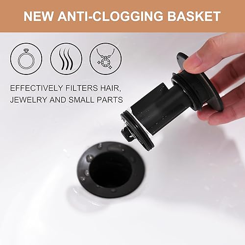 Miniatura 7 de KENES Desagüe desplegable de bronce aceitado para lavabo, tapón de drenaje para lavabo, montaje de drenaje de fregadero sin desbordamiento, anti