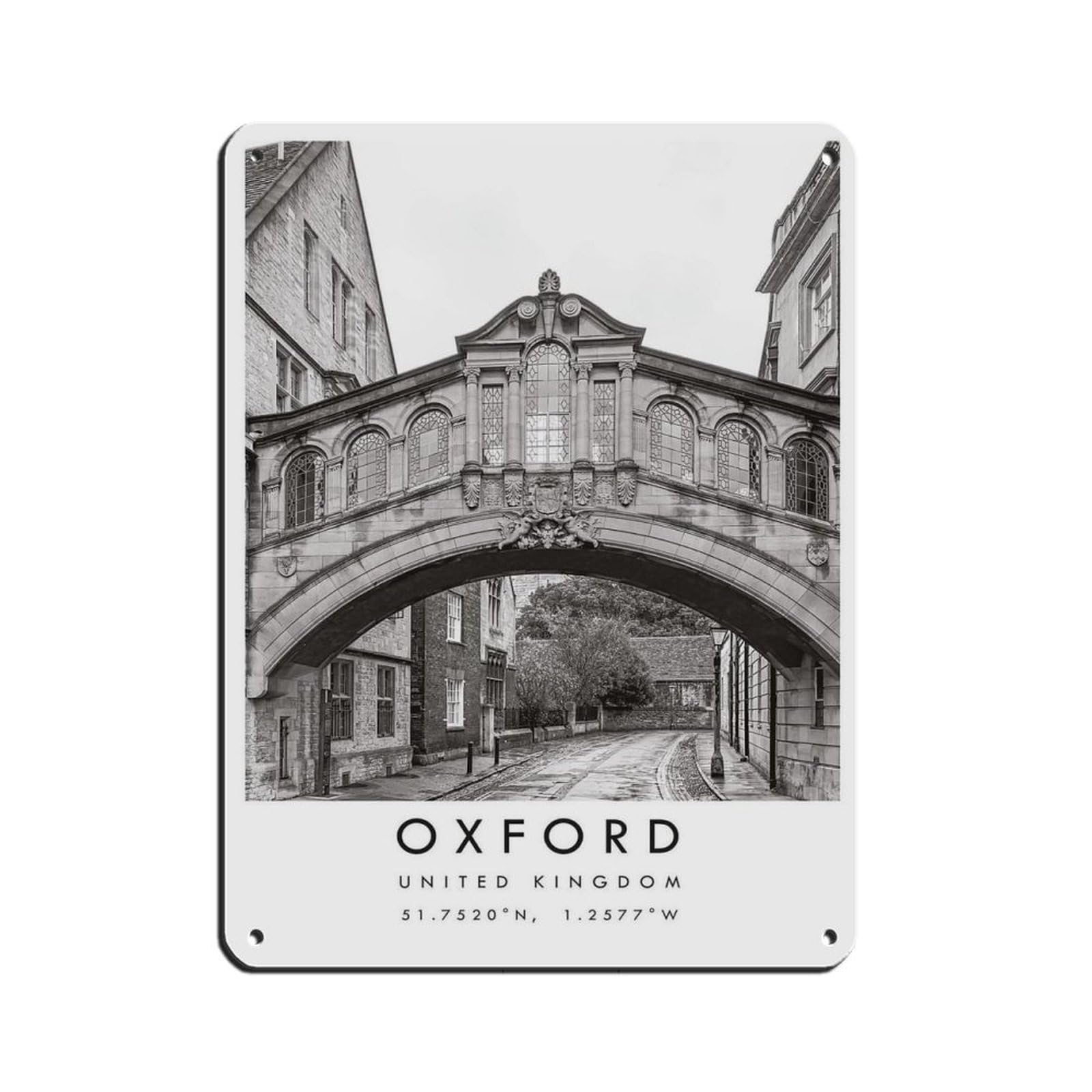 Oxford Travel, Oxford Poster Retro Poster Metal Tin Sign Chic Art Retro Iron Painting Bar People Cave Cafe Family Garage Poster Wall Decoration 12x16inch(30x40cm)