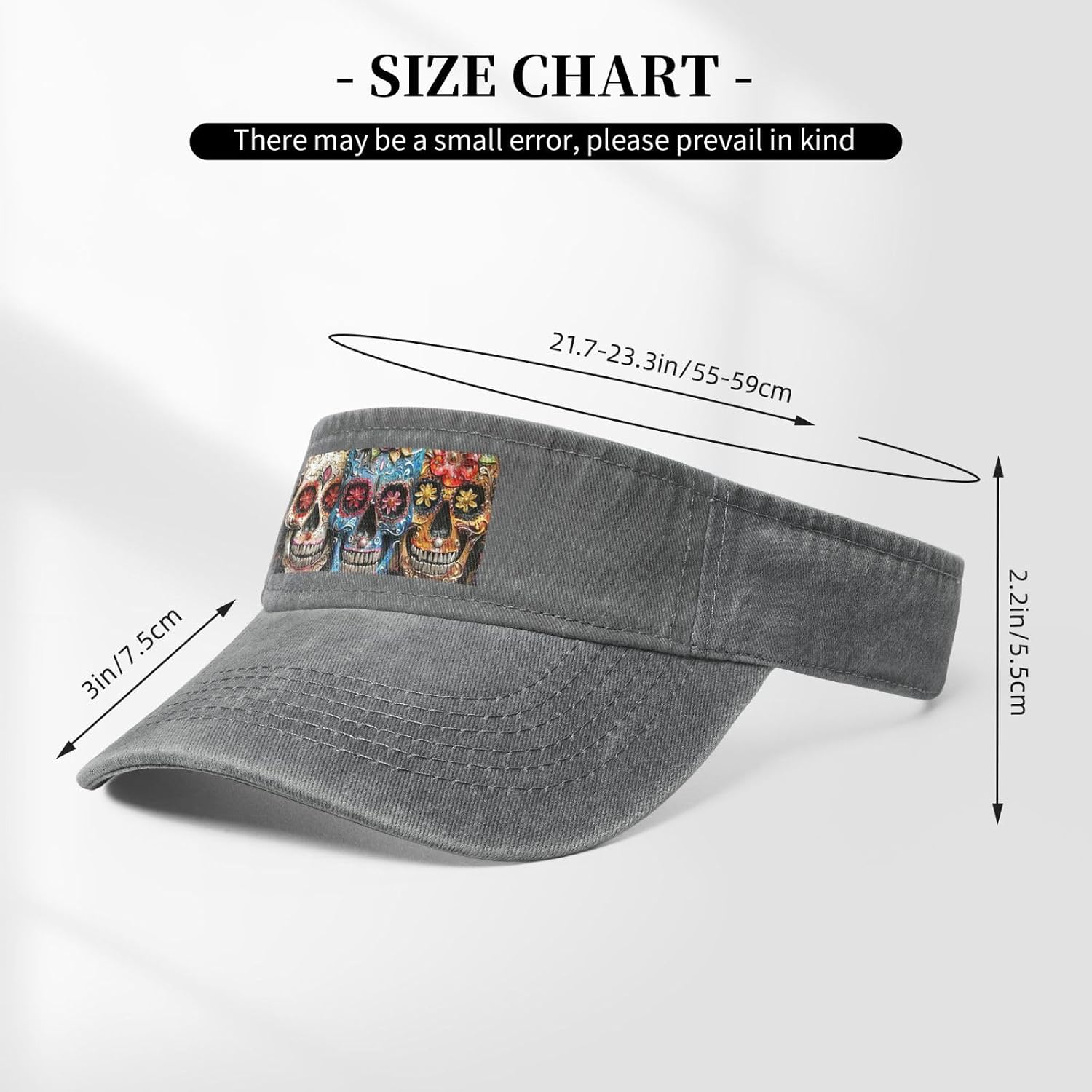 Sugar Skulls Print Sport Sun Visor Hats Cotton Ball Caps Empty Top Baseball Sun Cap for Men Women