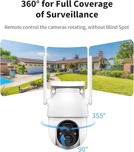 Miniatura 5 de Aume Cámaras de seguridad inalámbricas para exteriores con base doméstica, sin suscripción, energía solar, vista en vivo de 4 MP, vista panorámica
