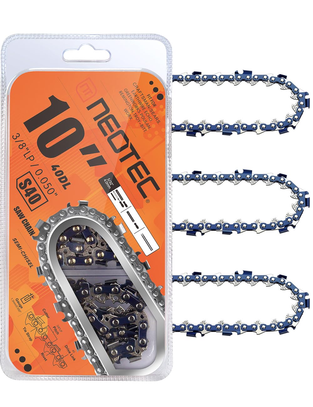 10 Inch Chainsaw Chain, 3/8