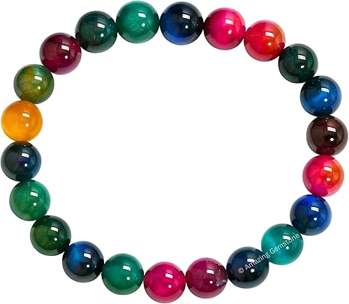 Miniatura 777 de Amazing Gemstone Pulsera de cristal para mujeres y hombres, pulsera de cristal curativo de protección, pulsera elástica con cuentas de piedras