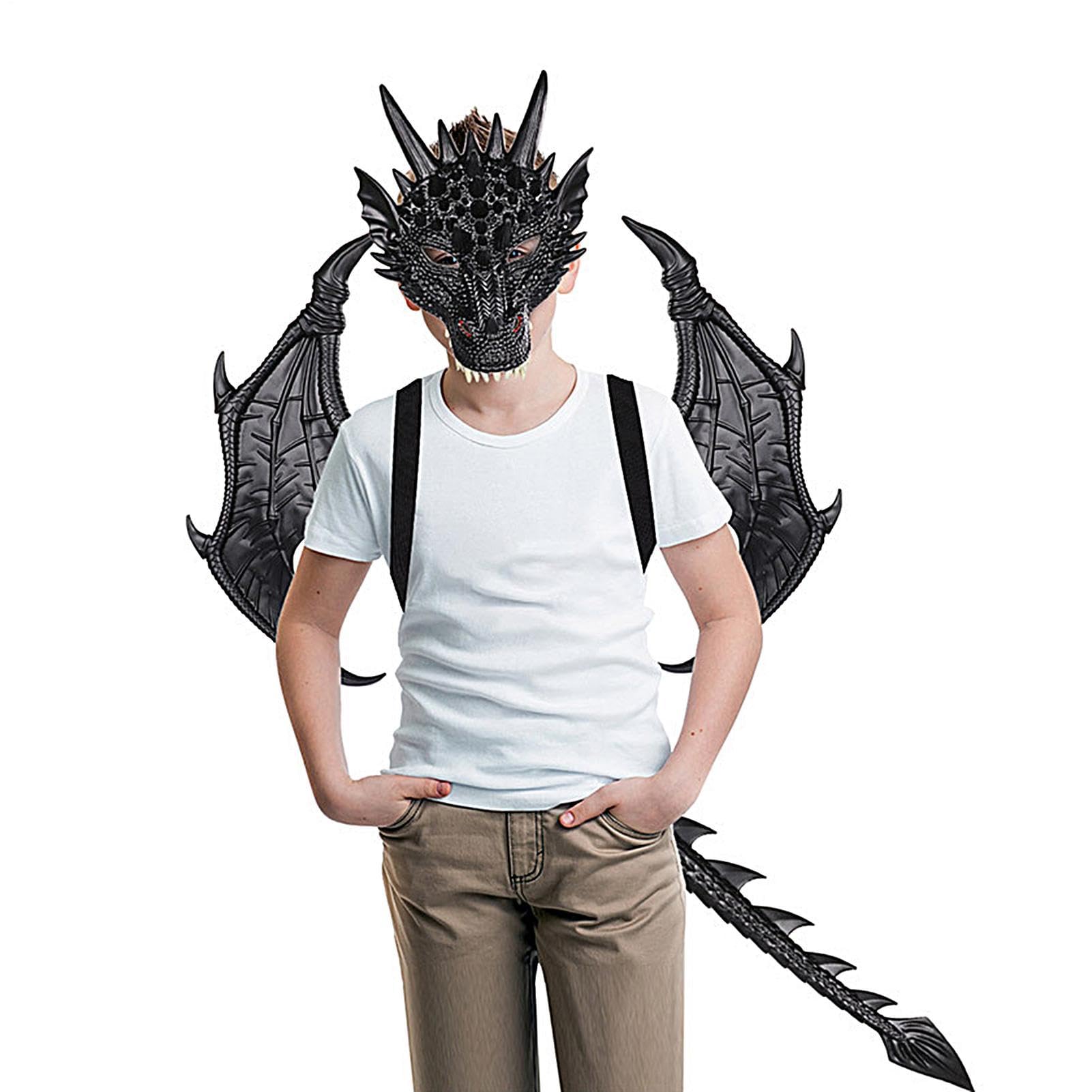 Costume da drago per bambini | Costume di Halloween per bambini | Set completo per teatro scolastico di carnevale in maschera