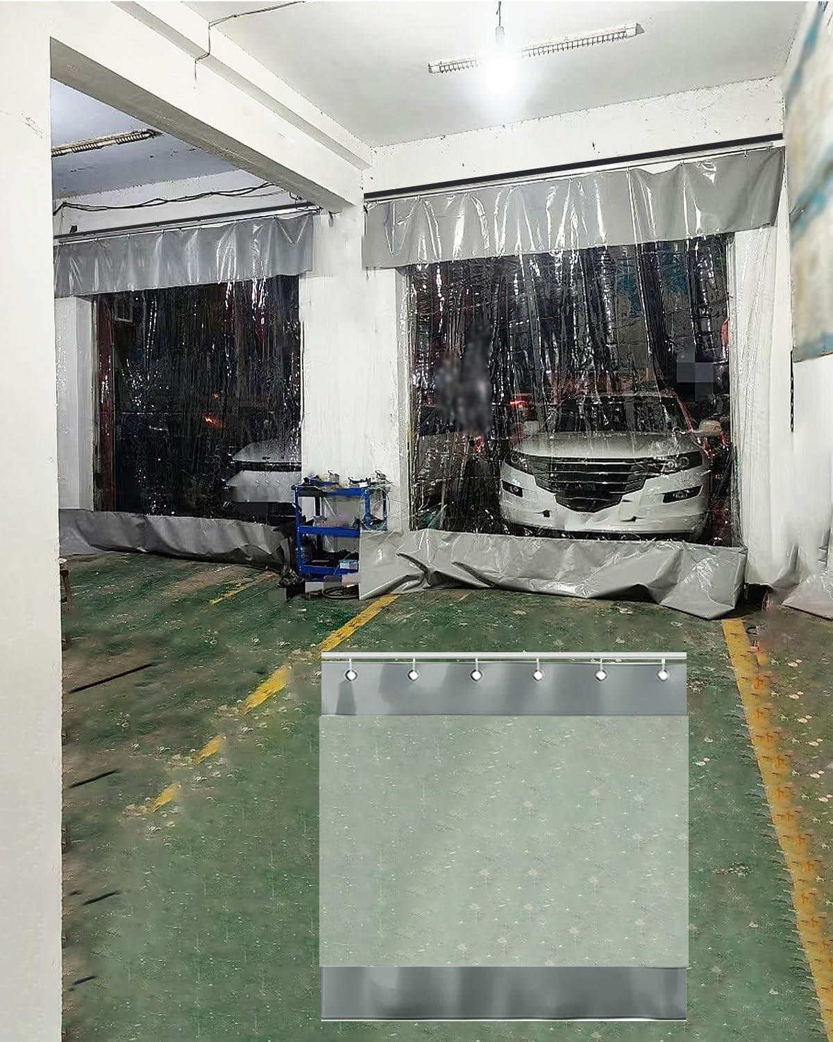 Industrial Wash Bay Curtains, Garage Workshop PVC Divider Curtain Sliding Track Ceiling Mount Multiple Sizes(W2.5xH2.2m/8x7ft)
