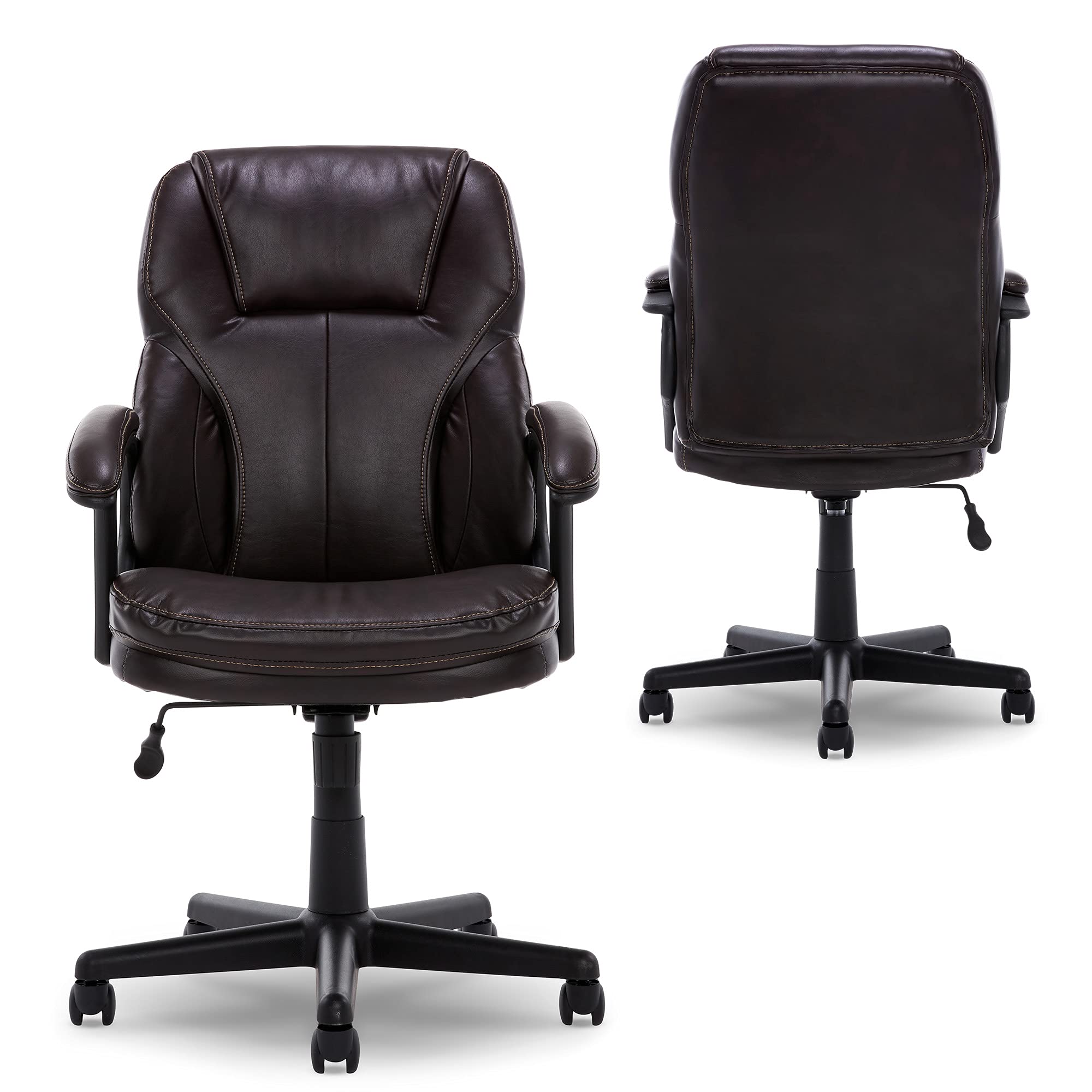 Serta Manager Office Chair with Layer Body Pillow Faux Leather with Contoured Lumbar and