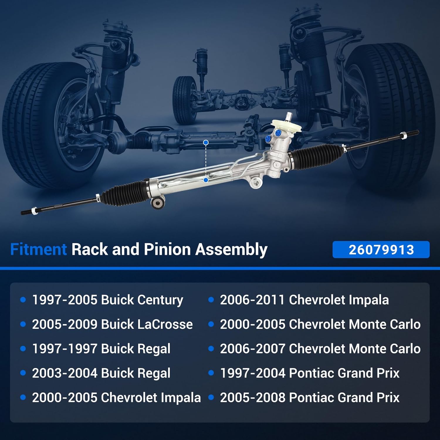 Autoround 26079913 Hydraulic Power Steering Rack and Pinion Compatible with Chevy Impala 00-11/ Monte Carlo 00-07, Buick LaCrosse 05-09/ Century 97-05/ Regal 97&03-04, Pontiac Grand Prix 97-08