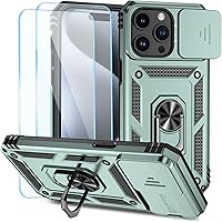 Vista 13 de SunStory Funda compatible con iPhone 15 Pro Max con protector de pantalla HD, cubierta de cámara deslizante y soporte de anillo giratorio