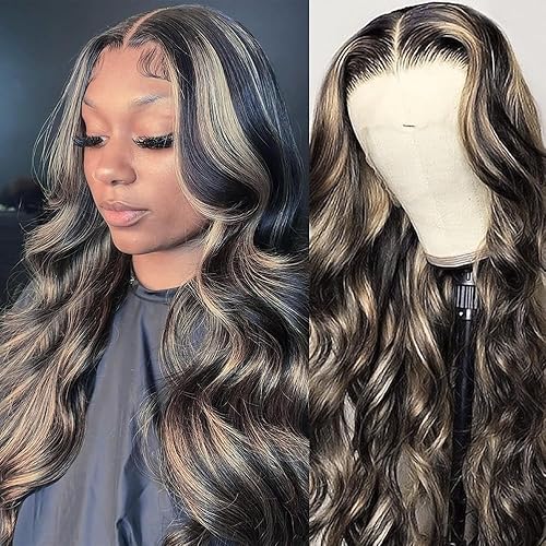 Miniatura 2 de Pelucas de cabello humano rubio con reflejos 1b27, 13x4, negro y rubio, pelucas de encaje frontal, pelucas de cabello humano balayage con cabello de