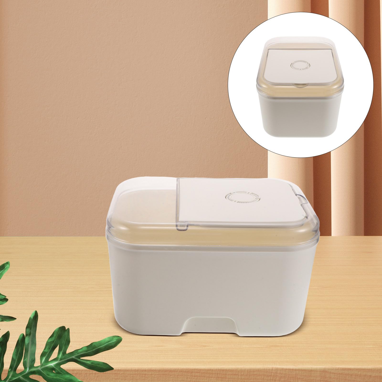 Amosfun Contenedor de Almacenamiento de Granos de 10kg con Cierre Hermético y Diseño de Plástico Beige para Organización de Despensa y Cocina Reutilizable