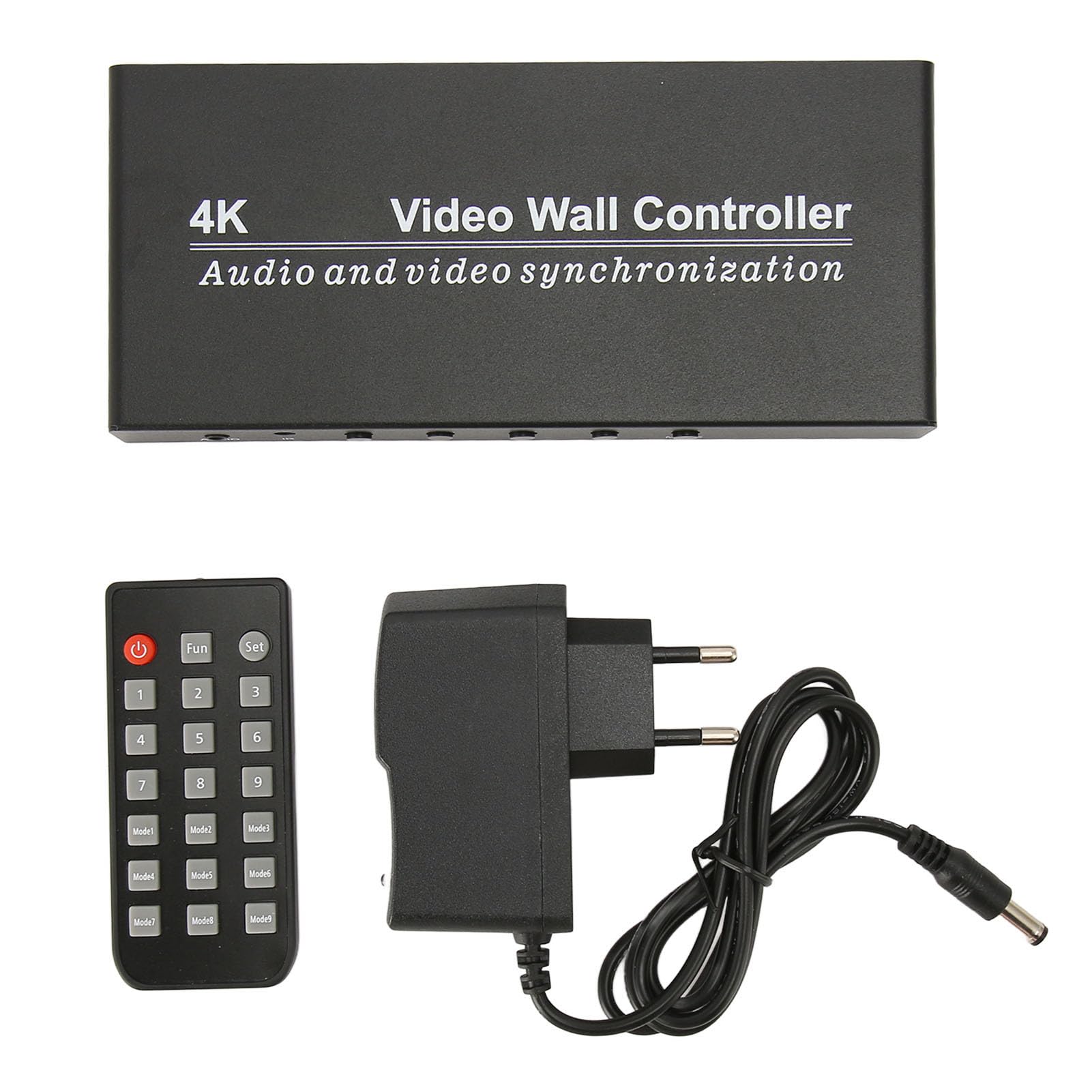Processore TV Wall Link, Interfaccia Multimediale HD 1 in 4 Uscite Controllo Pulsanti Processore Video Wall 100-240 V 9 modalità per Laptop per Proiettore (Spina europea)